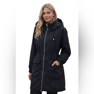 b. young Byanetta Parka 2 Jacket, Black, Hooded, EU 38, US 6